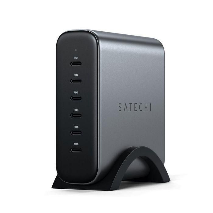 Satechi 200W Cargador de Pared GaN 6 Puertos USB-C PD Carga Rápida para Múltiples Dispositivos, Gris Espacial