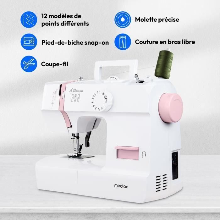 Máquina de coser - MEDION - SM 70 - 71W - 12 puntadas - 700 rpm - LED - Rosa 1 Máquina de coser - MEDION - SM 70 - 71W - 12 puntadas - 700 rpm - LED - Rosa 1