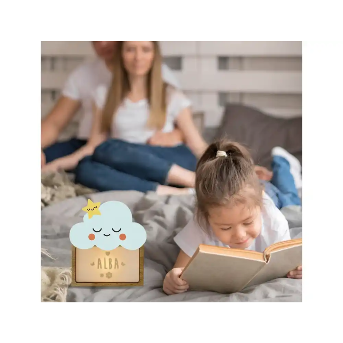 Wondee Lampara Personalizable Little Cloud para Bebé Luz Nocturna Infantil Quit Miedos Madera 4