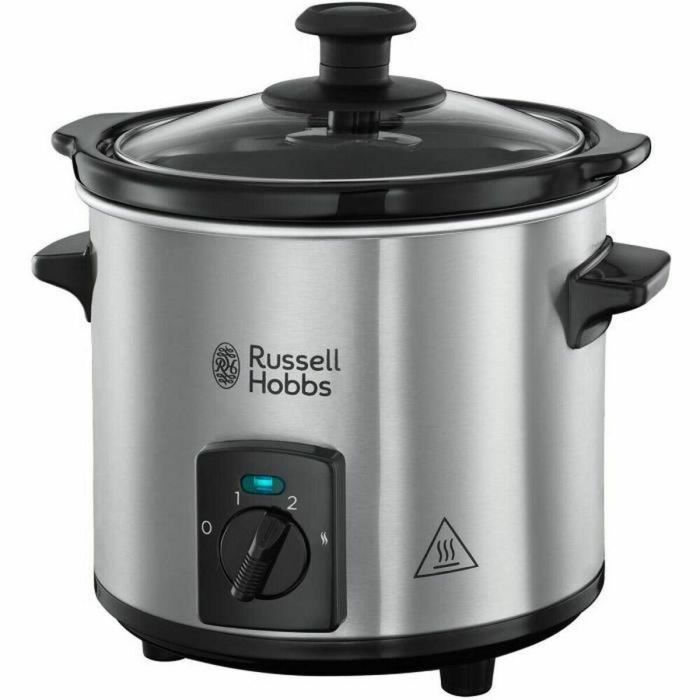 Russell Hobbs 25570-56 Olla Cocción Lenta Compacta 2L Acero Inoxidable Cepillado, Recipiente Cerámica Extraíble, 3 Temperaturas, 145W