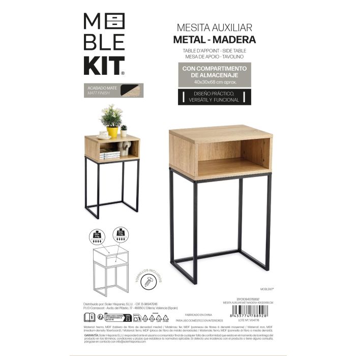 Mesita Auxiliar Met-Madera 40X30X68 Moblekit (3 Unidades) 4