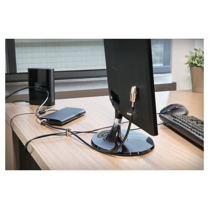 Kensington Kit de Candado para Ordenador de Sobremesa y Periféricos 2.0, Cable de 2,44 m, Negro/Plata
