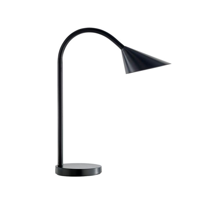 Lampara De Escritorio Unilux Sol Led 4 W Brazo Flexible Abs Y Metal Negro Base 14 cm Diametro