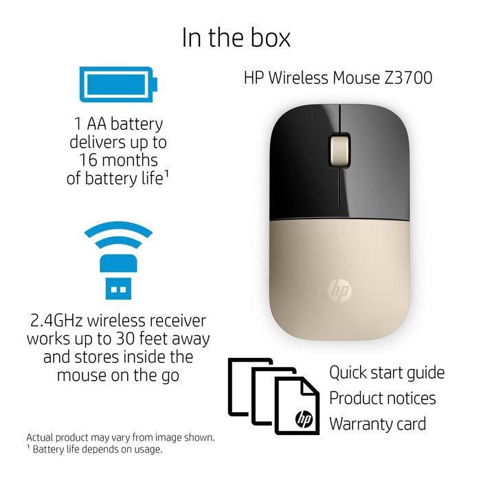 HP Z3700 Ratón Inalámbrico Dorado, con Conectividad Sin Cables y Diseño Delgado Portátil 2