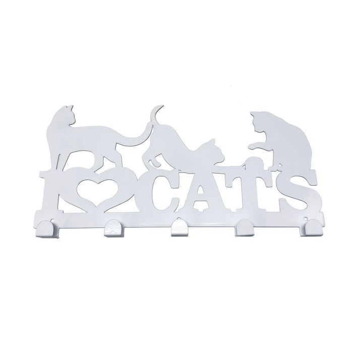 Perchero de Pared Versa Blanco Metal Hierro Gatos 2 X 17 X 39 CM