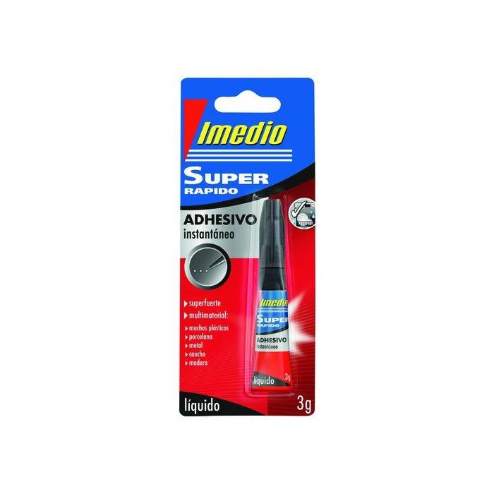 Imedio Pegamento Adhesivo Instantáneo Super Rápido 3g para Plástico, Metal, Madera, Cuero, Cerámica