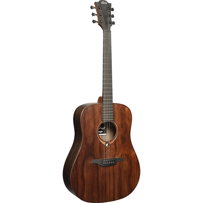 LAG Guitarra Acústica Dreadnought Sauvage - Tapa Sólida Brankowood, Fondo y Aros Eucalipto Ahumado, Acabado Satinado 1