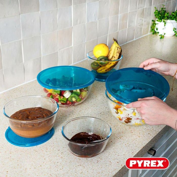 Set de Fiambreras Pyrex Transparente Turquesa 5 Piezas 1