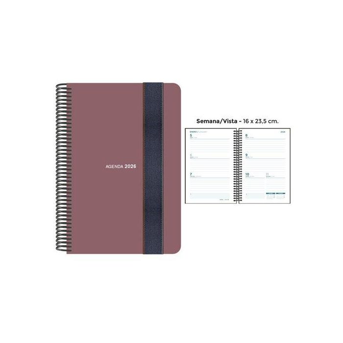 Agenda Anual (2026) Senfort Foam Espiral Tapa Pp Con Goma 160X235 S/V Siena