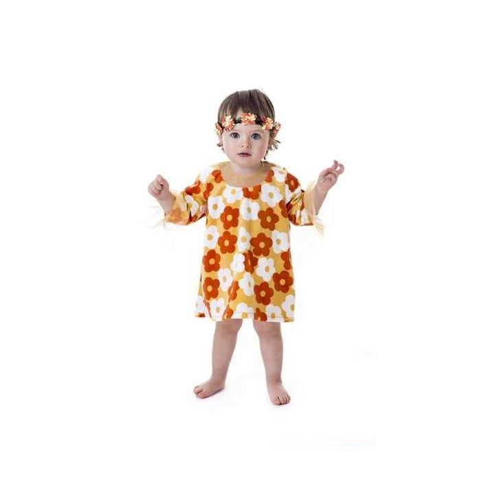 Creaciones Llopis Disfraz de Bebé Hippie, Vestido Color Naranja para Edades 0-12 Meses