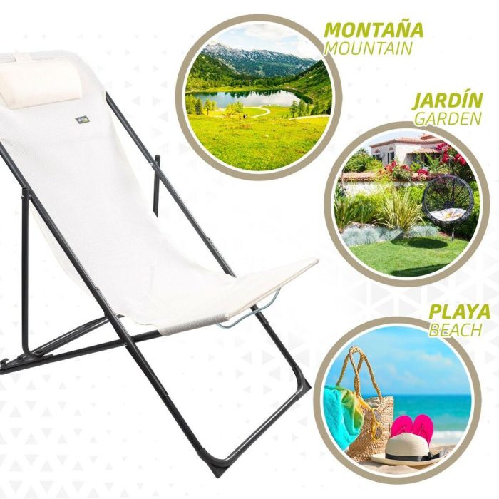 Tumbona reclinable Aktive Blanco 53 x 87 x 78 cm (4 Unidades) 2 Tumbona reclinable Aktive Blanco 53 x 87 x 78 cm (4 Unidades) 2