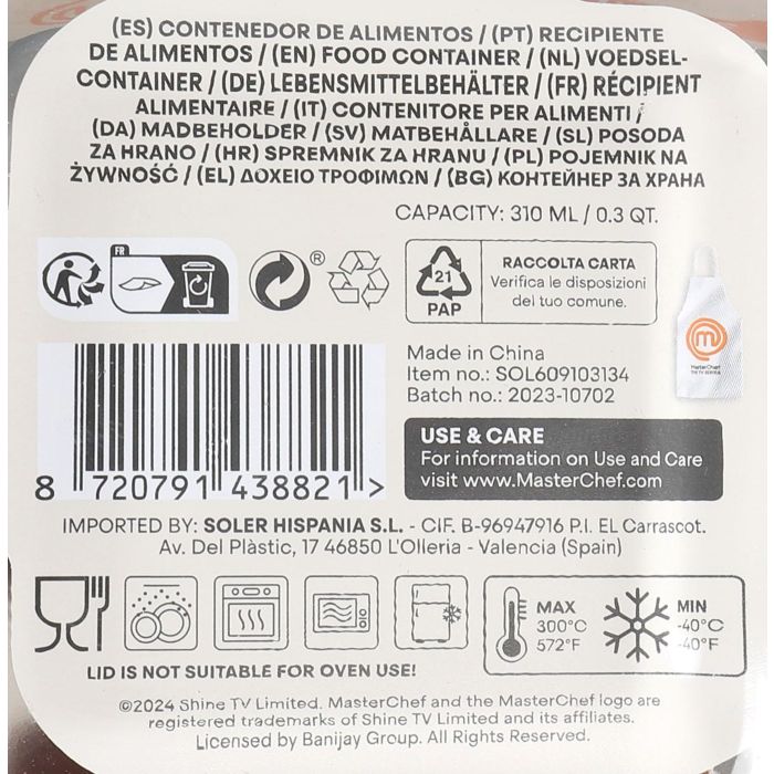 Inde Fiambrera Hermética Cuadrada 310 ml Masterchef (12 Unidades) 2