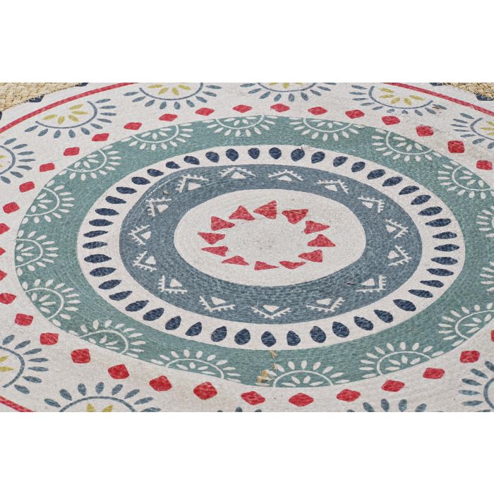 DKD Home Decor Alfombra Boho Marron Multicolor Yute Poliéster 120 x 120 cm 2
