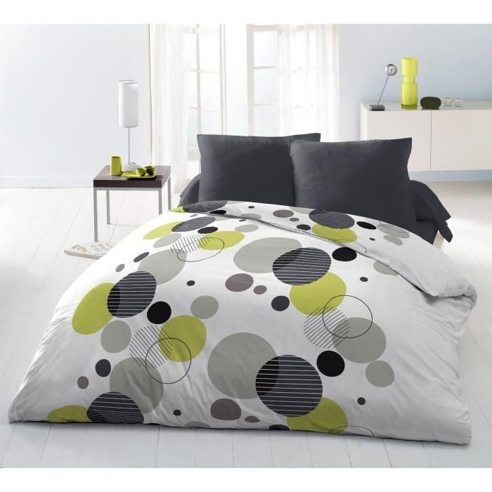 Juego de cama de microfibra - HOME LINGE PASSION - BULLES DE REVE - Funda 220 x 240 cm + 2 fundas de almohada 63 x 63 cm - Gris 2 Juego de cama de microfibra - HOME LINGE PASSION - BULLES DE REVE - Funda 220 x 240 cm + 2 fundas de almohada 63 x 63 cm - Gris 2