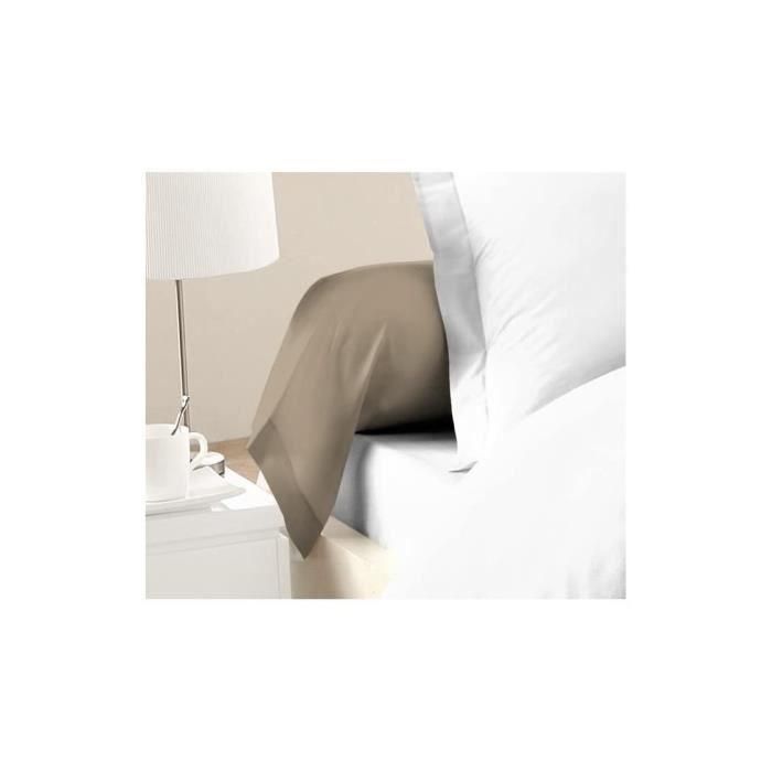 Lovely Home Lote de 2 fundas de almohada 100% algodón de 54 hilos tejido denso OEKO-TEX 85x185 cm Beige 1