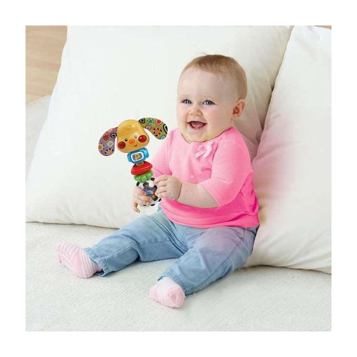 VTech Sonajero Perrito Toby con Luces, Música y Diferentes Texturas para Bebés 0-24 Meses, Juguete Educativo con Pilas Incluidas, 18x13.5x5 cm