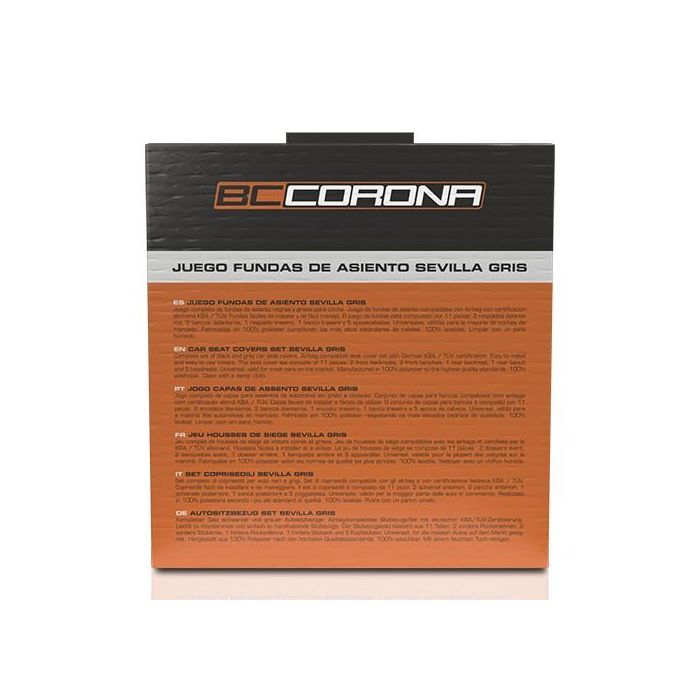 Fundas para Asientos de Coche BC Corona Sevilla Gris (11 pcs) 2 Fundas para Asientos de Coche BC Corona Sevilla Gris (11 pcs) 2