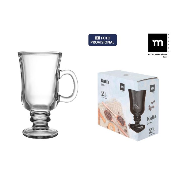 La Mediterranea Set de 2 Copas de Cristal Kaffa para Café Irlandés, 240 ml, Ø7.6 x 14.4 cm (18 Cajas)