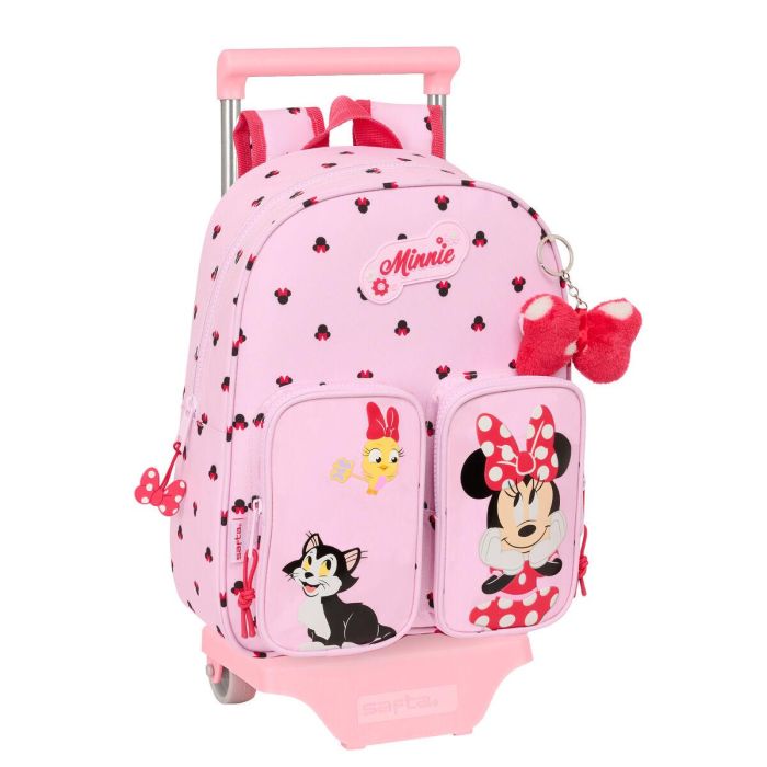 Mochila Escolar con Ruedas Minnie Mouse Naive Rosa 28 x 34 x 10 cm