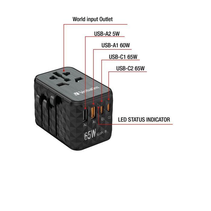 Verbatim Uta-05 Adaptador Universal De Viaje Con 2 Puerto Usb-C - 2 Puerto Usb-A 4 Verbatim Uta-05 Adaptador Universal De Viaje Con 2 Puerto Usb-C - 2 Puerto Usb-A 4