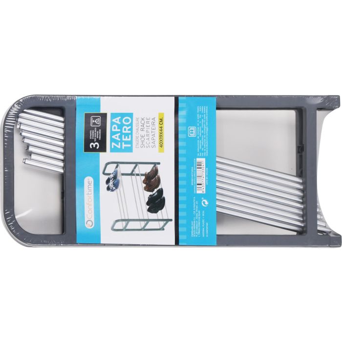Confortime Zapatero Metálico y Plástico 3 Pisos 40 x 19 x 44 cm (12 Unidades)