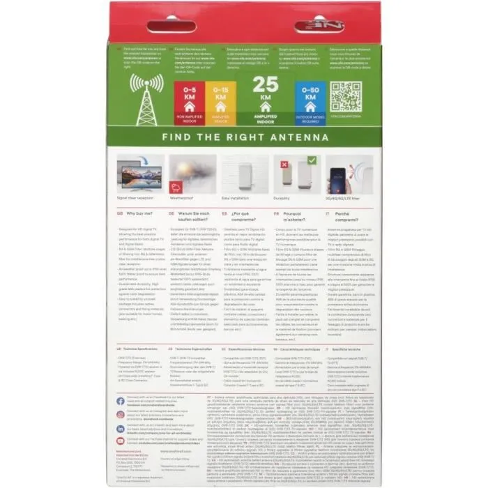 One For All Antena de filtro 5G Full HD One para todos, filtro de plástico de alta calidad 5 One For All Antena de filtro 5G Full HD One para todos, filtro de plástico de alta calidad 5