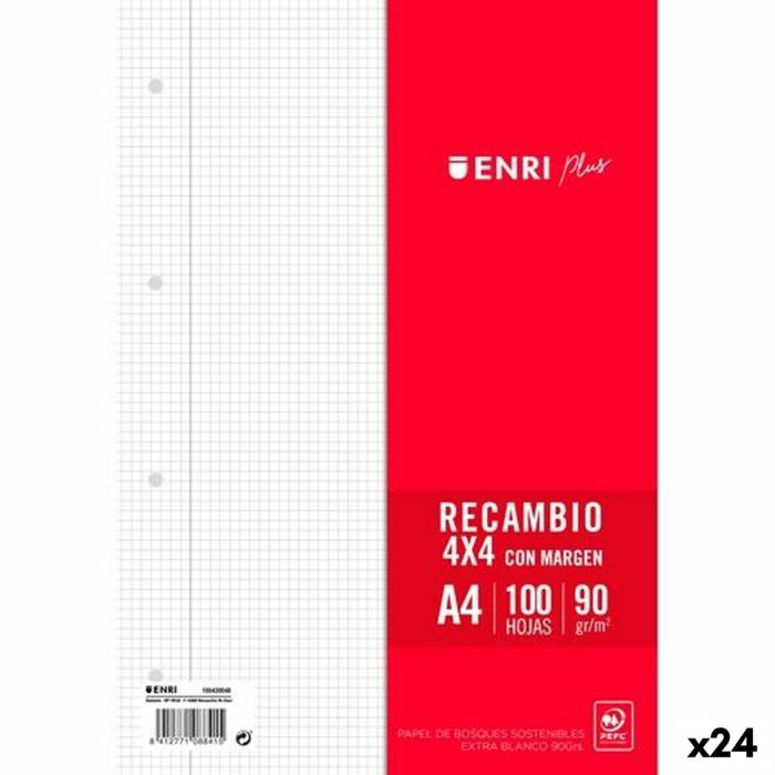 Hojas de repuesto ENRI Blanco A4 100 Hojas (24 Unidades) 0 Hojas de repuesto ENRI Blanco A4 100 Hojas (24 Unidades) 0