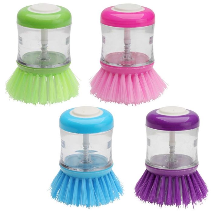 Je cherche une Idee Cepillo Limpia Vajilla con Depósito Rellenable y Botón Dispensador para Cocina 2