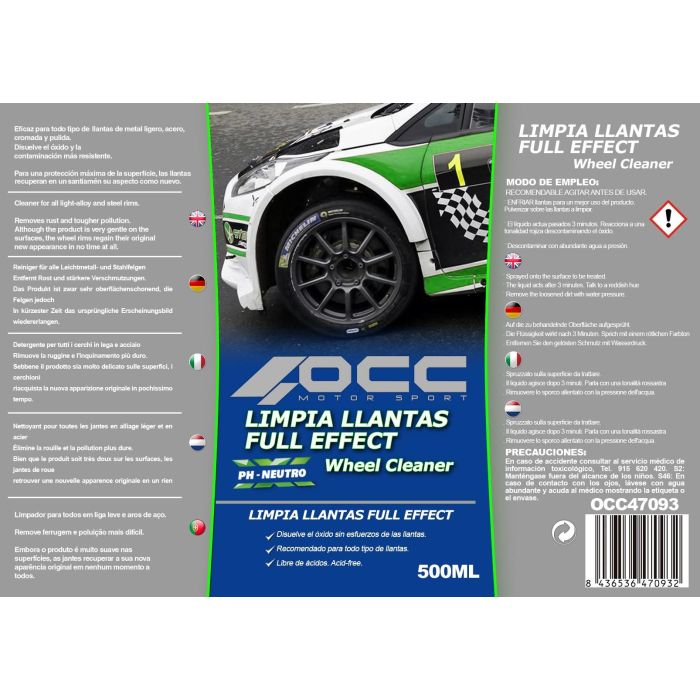 Occ Motorsport OCC47093 Limpia Llantas 500 mL Libre de Ácidos con PH Neutro y Efecto Rojo 1 Occ Motorsport OCC47093 Limpia Llantas 500 mL Libre de Ácidos con PH Neutro y Efecto Rojo 1
