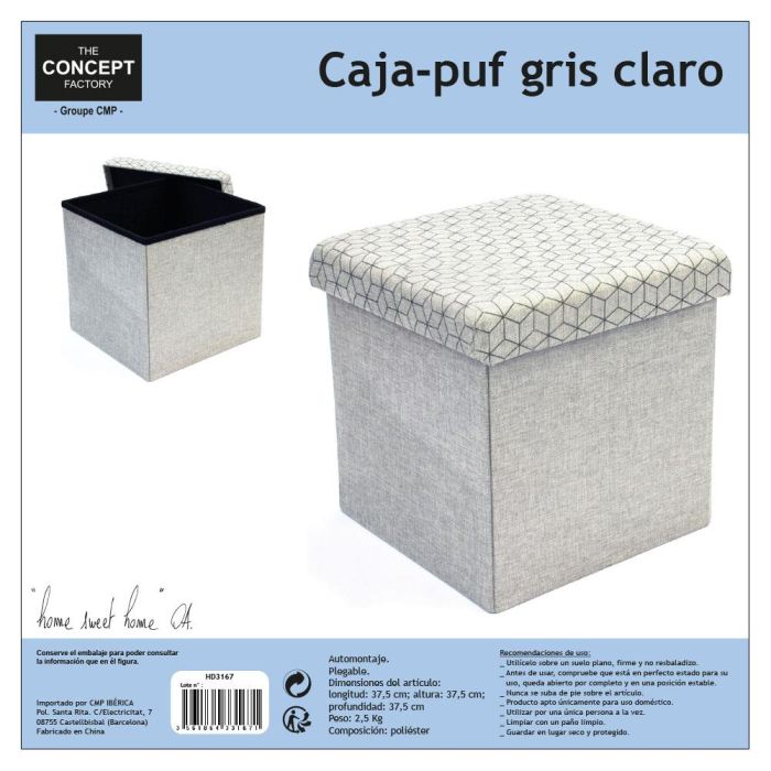 Caja-Puf Plegable Gris Claro Home Deco Factory 1