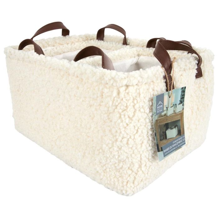 Home Deco Factory Juego de 3 Cestas Blancas Rizo Natural Borreguito 2