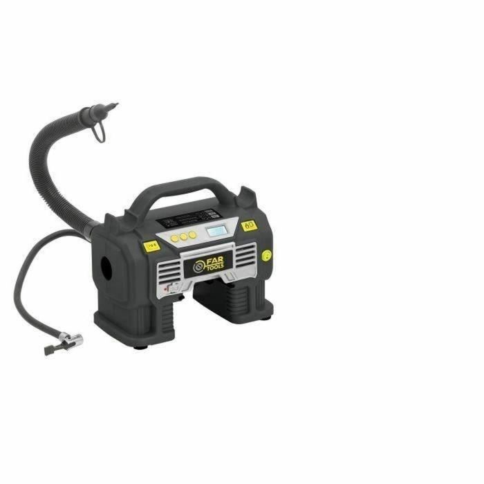 Fartools Inflador Compresor 18V 11 Bar (1100 KPA) con Pantalla Digital y Múltiples Boquillas para Coche 1
