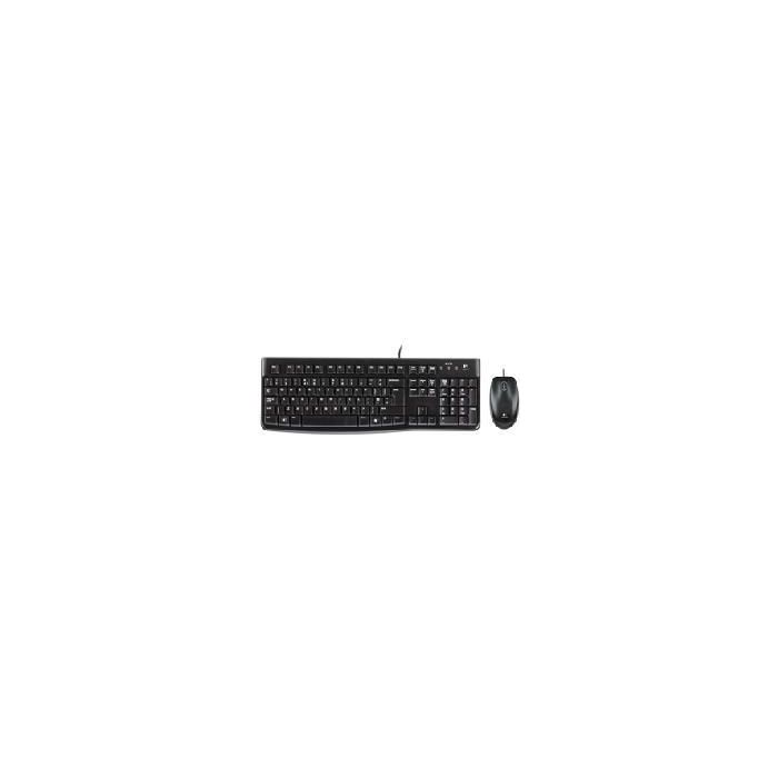 Logitech MK120 Teclado y Ratón USB con Cable Combo de Escritorio Duradero para Educación, Resistente a Líquidos y Desinfección