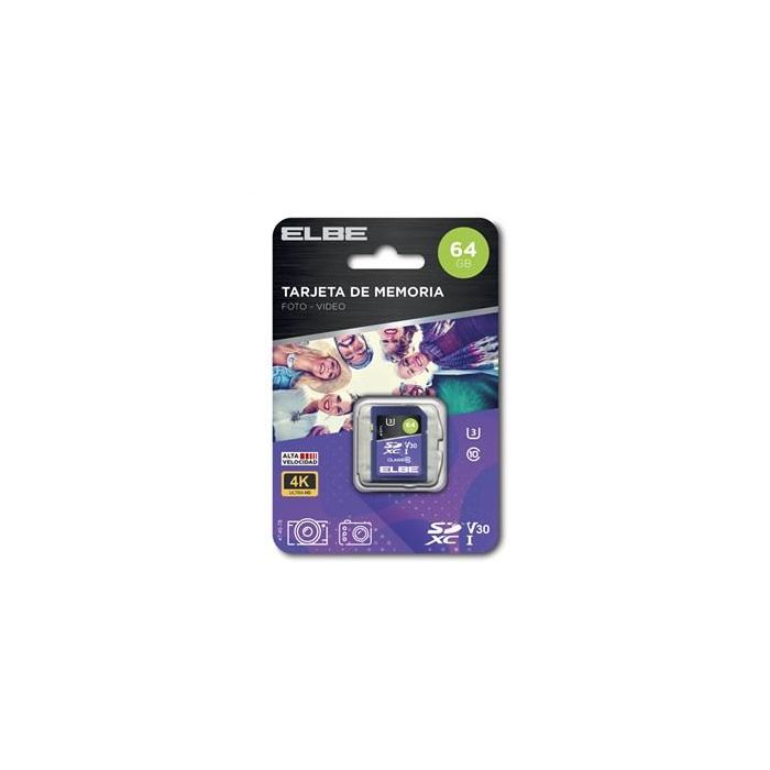 Elbe SD-3064 Tarjeta SD 64GB UHS-I U3 V30 para Resolución 4K, Compatible con Cámaras Compactas y Réflex Elbe SD-3064 Tarjeta SD 64GB UHS-I U3 V30 para Resolución 4K, Compatible con Cámaras Compactas y Réflex
