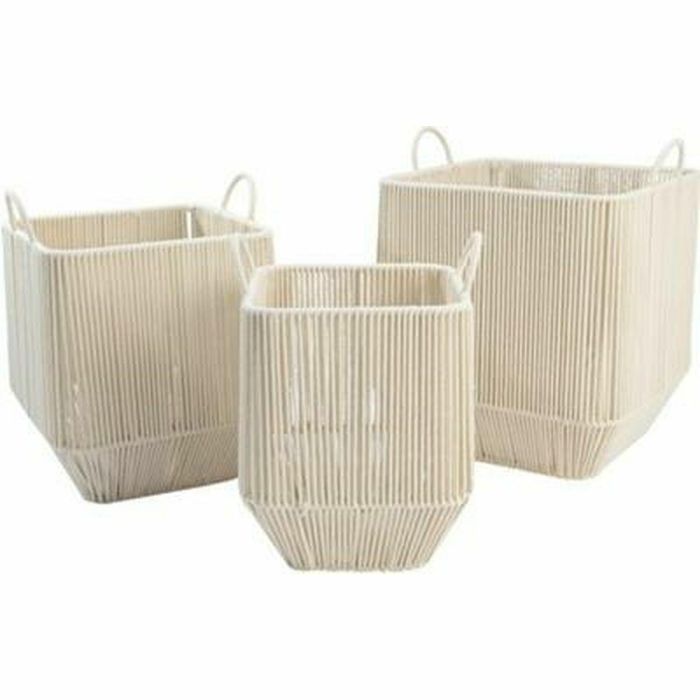 Cesta Basicos DKD Home Decor Beige 37 x 45 x 37 cm Set de 3