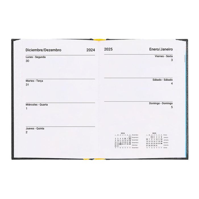 Agenda Encuadernada Liderpapel Corfu A6 2025 Dia Pagina Color Negro Papel 60 gr 7