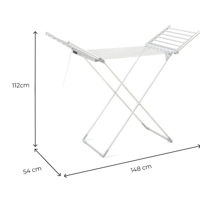Tendedero Eléctrico Plegable con Alas, Pantalla Táctil, Temporizador y Control de Temperatura Warmmat InnovaGoods 230 W 20 Barra 3
