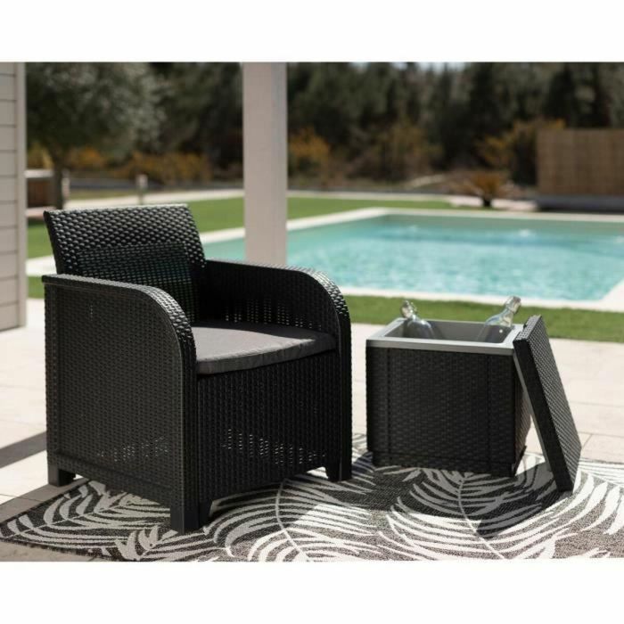 ALLIBERT Keter Mesa de Centro Arcón con Aislamiento Térmico Exterior de Resina Tejida Gris 11