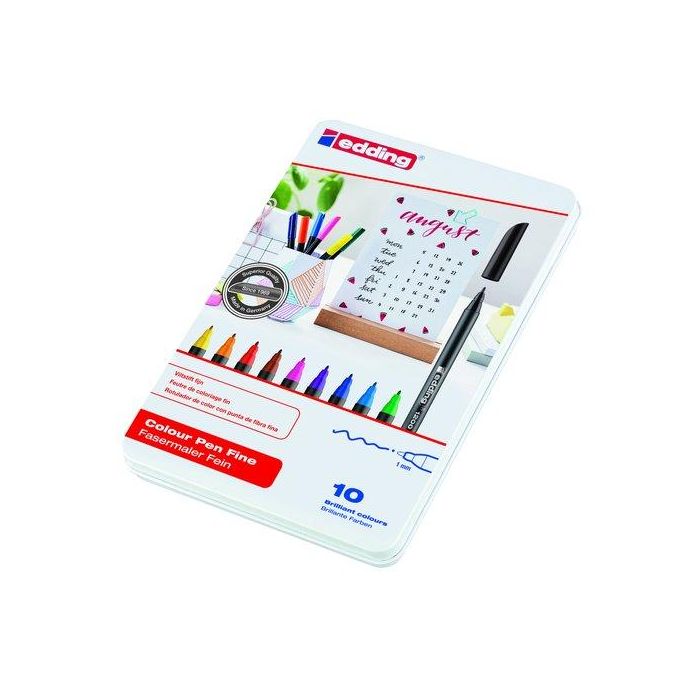 Rotulador Fibra Edding 1200 Caja De Metal De 10