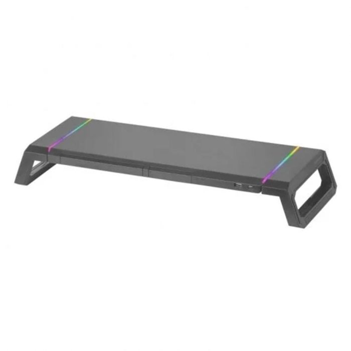 Mars Gaming MGS-One Soporte Monitor RGB Ajustable, USB 2.0, Soporte Móvil/Tablet y Cajón, Ergonómico, Negro