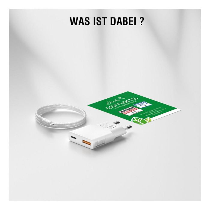 4smarts Cargador PDPlug Duos Slim 20W GaN USB-C/A+USB-C Cable Blanco 541509 9