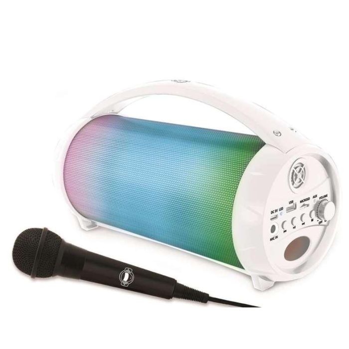 Altavoz inalámbrico con efectos luminosos y doble disco. microfono con cable extraíble. 30x16x17cm Altavoz inalámbrico con efectos luminosos y doble disco. microfono con cable extraíble. 30x16x17cm