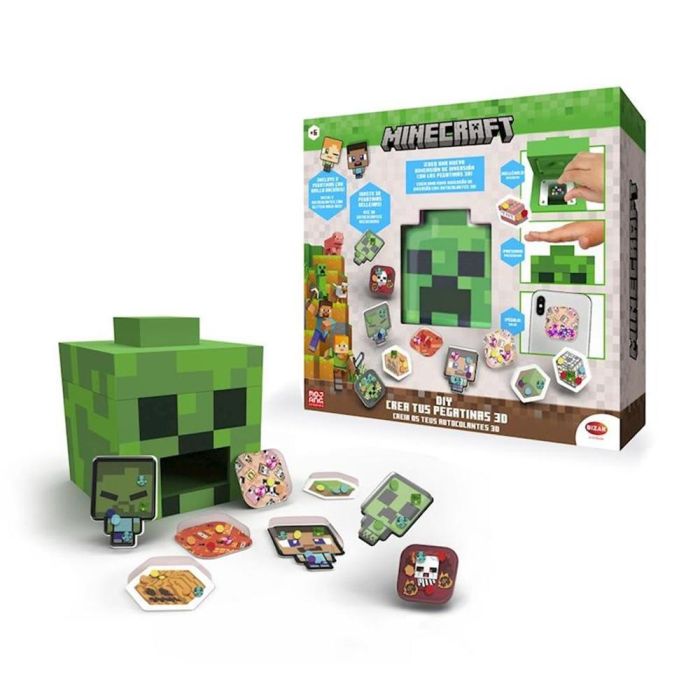 Bizak Crea Tus Pegatinas 3D Minecraft Set Creativo Manualidades para Niños a Partir de 6 Años 3