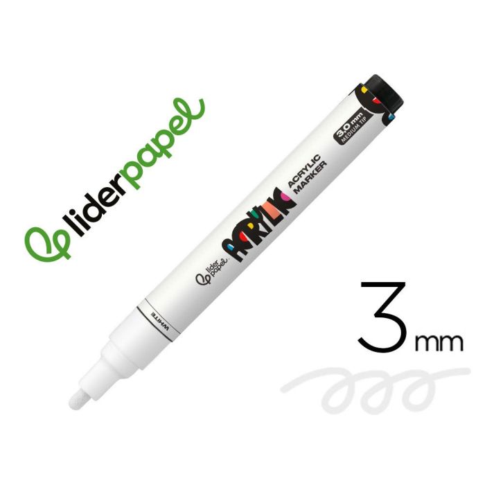 Rotulador Liderpapel Acrylic Base Agua Todo Tipo De Superficie Punta Redonda 3 mm Blanco Rotulador Liderpapel Acrylic Base Agua Todo Tipo De Superficie Punta Redonda 3 mm Blanco