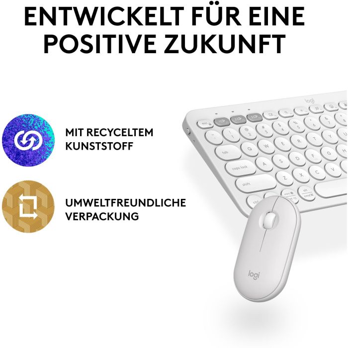 Logitech M350S Pebble 2 Mouse Inalámbrico Ambidextro con Conectividad Bluetooth y RF USB, Sensor Óptico de 4000 DPI 2