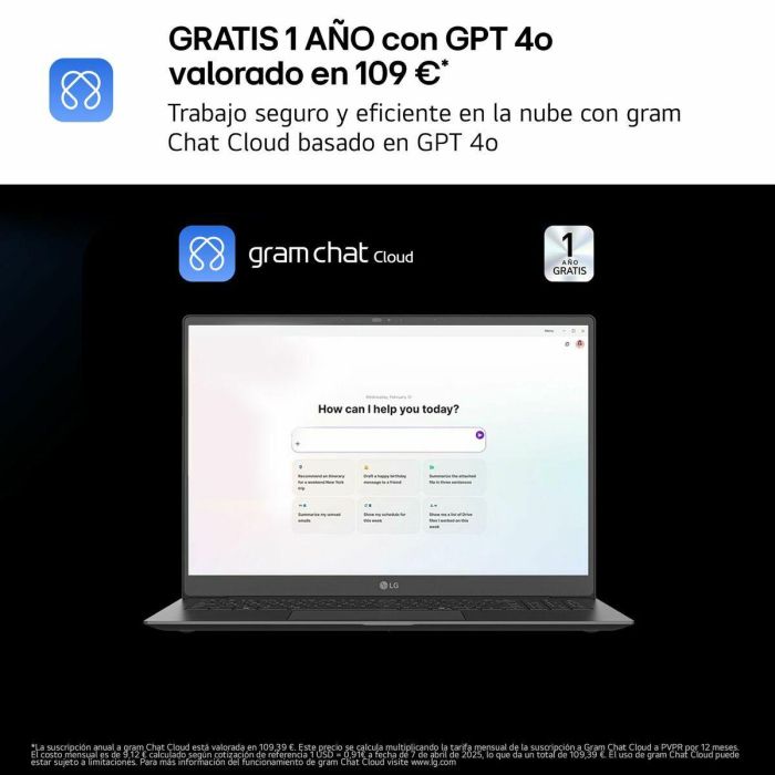 LG 14ZD90T Gram Portátil 14" WUXGA DCI-P3 Antirreflejos Intel Core Ultra 7 255H 16GB RAM 1TB SSD AI FreeDOS Negro 7 LG 14ZD90T Gram Portátil 14" WUXGA DCI-P3 Antirreflejos Intel Core Ultra 7 255H 16GB RAM 1TB SSD AI FreeDOS Negro 7