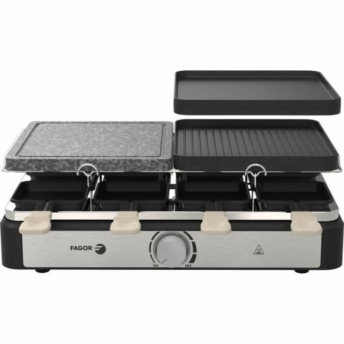 Fagor Raclette/Grill FGRG8 para 8 personas con Piedra para cocinar y Termostato regulable - 1400W 3