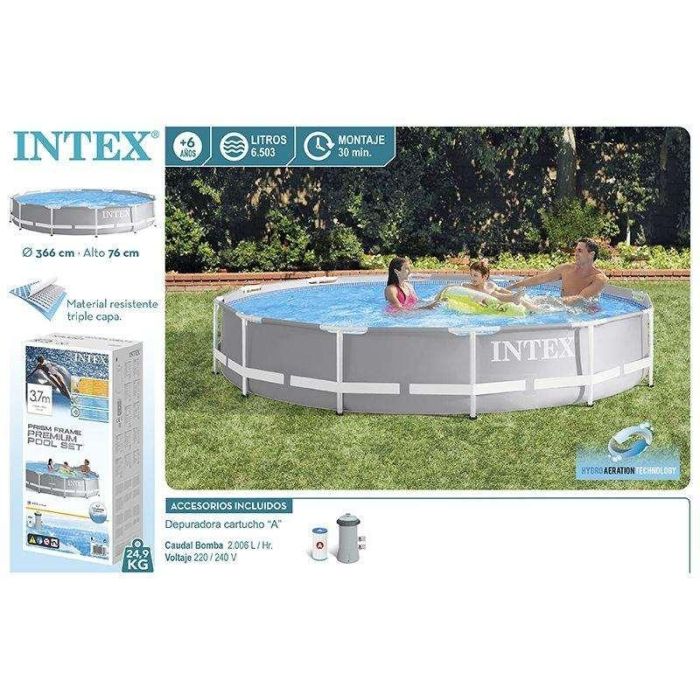 Intex 26712 Piscina Prism Frame Premium Redonda Sobresuelo 366x76 cm con Depuradora 6.503 Litros 8 Intex 26712 Piscina Prism Frame Premium Redonda Sobresuelo 366x76 cm con Depuradora 6.503 Litros 8