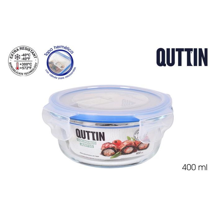 Quttin Fiambrera Redonda Hermética 13.5 cm 400 cc (12 Unidades)