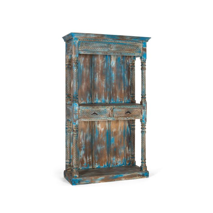 Giner y Colomer Estantería Madera de Mango Azul Envejecido 180 cm 1 Giner y Colomer Estantería Madera de Mango Azul Envejecido 180 cm 1